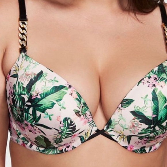 Victorias Secret Very Sexy Push Up Bra Palm Leaf Tropical Print Bra 34C - Picture 2 of 6